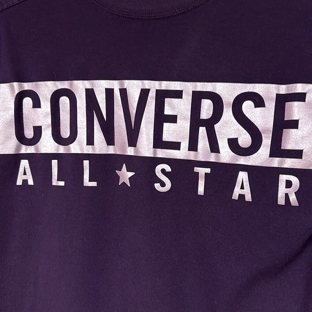 Super Cute Purple Converse T-shirt with shiny lettering and stars, L, 12 / 13 Yr